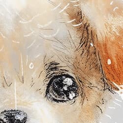 Dog Art | Animals Wall Art | Gray, Black, Orange and Brown Print | Chibi Decor | Kids Wall Decor | Pet Loss Digital Download | Autumn Art | Pastel Pencil Illustration