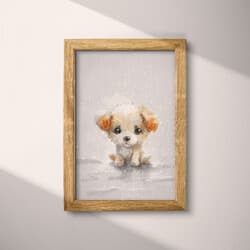 Dog Art | Animals Wall Art | Gray, Black, Orange and Brown Print | Chibi Decor | Kids Wall Decor | Pet Loss Digital Download | Autumn Art | Pastel Pencil Illustration
