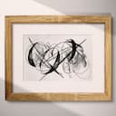 Matted frame view of A vintage graphite sketch, abstract shapes