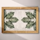 Full frame view of A botanical textile print, symmetric leaf pattern