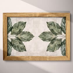 Leaf Pattern Art | Nature Wall Art | Botanical Print | Gray and Green Decor | Botanical Wall Decor | Living Room Digital Download | Housewarming Art | Spring Wall Art | Textile
