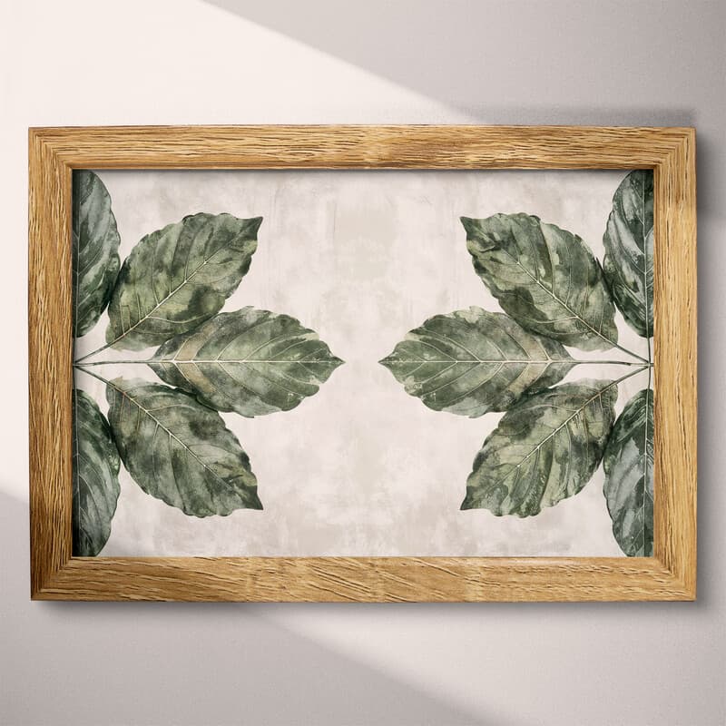 Full frame view of A botanical textile print, symmetric leaf pattern