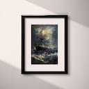 Matted frame view of An impressionist oil painting, ship in a storm