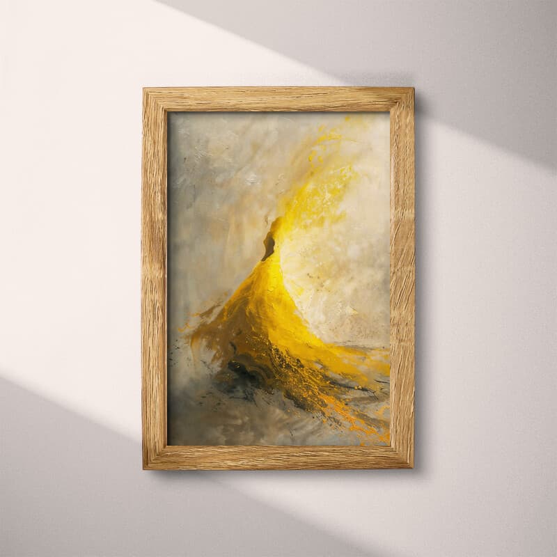 Full frame view of An abstract vintage oil painting, a woman in a yellow dress under the sun