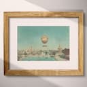 Matted frame view of A vintage pastel pencil illustration, an amusement park, distant view