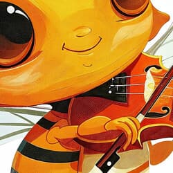 Bee Violin Art | Animal Wall Art | Animals Print | White, Orange, Black, Gray, Red and Purple Decor | Cute Simple Wall Decor | Kids Digital Download | Baby Shower Art | Spring Wall Art | Cartoon Drawing