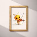 Full frame view of A cute simple cartoon drawing, a bee playing a violin