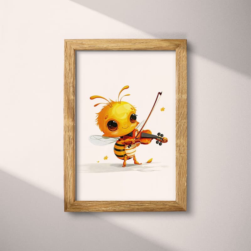 Full frame view of A cute simple cartoon drawing, a bee playing a violin