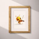 Matted frame view of A cute simple cartoon drawing, a bee playing a violin