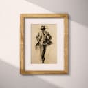 Matted frame view of A vintage graphite sketch, a fashion sketch of a man's suit