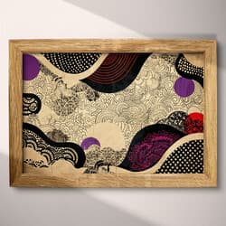 Intricate Pattern Art | Pattern Wall Art | Abstract Print | Beige, Black, Brown, Purple and Red Decor | Japandi Wall Decor | Living Room Digital Download | Housewarming Art | Autumn Wall Art | Textile