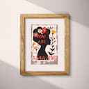 Matted frame view of A vintage linocut print, the words "YOU ARE AMAZING" with a silhouette of a woman with flowers in her hair