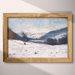Snowy Valley Art | Nature Wall Art | Landscapes Print | Gray, Black and Blue Decor | Impressionist Wall Decor | Living Room Digital Download | Grief & Mourning Art | Christmas Wall Art | Winter Print | Oil Painting
