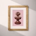 Matted frame view of A vintage pastel pencil illustration, a chocolate fountain