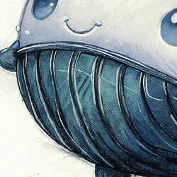Whale Digital Download | Marine Life Wall Decor | Animals Decor | White, Black, Gray and Blue Print | Chibi Wall Art | Kids Art | Baby Shower Digital Download | Summer Wall Decor | Pastel Pencil Illustration