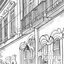 Closeup view of A vintage graphite sketch, brazilian city architecture