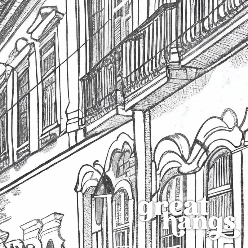 Closeup view of A vintage graphite sketch, brazilian city architecture