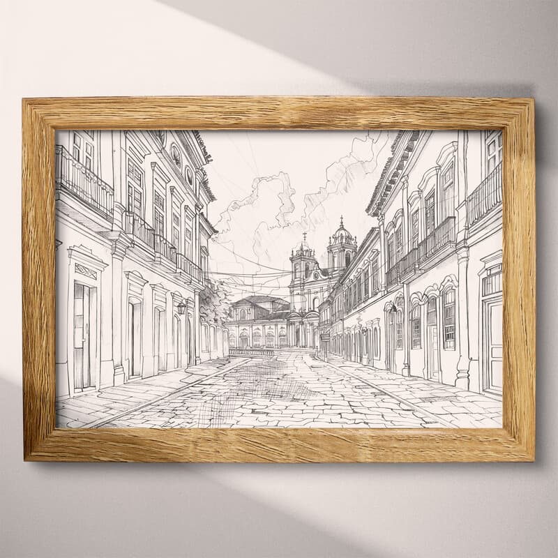 Full frame view of A vintage graphite sketch, brazilian city architecture