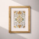 Matted frame view of A contemporary textile print, symmetric jewelry pattern