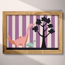 Full frame view of A cute simple illustration with simple shapes, a dinosaur next to a tree