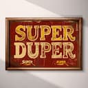 Full frame view of A vintage linocut print, the words "SUPER DUPER"