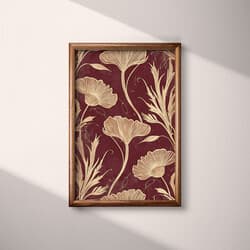 Floral Art | Floral Wall Art | Flowers Print | Purple, Beige and Brown Decor | Art Deco Wall Decor | Living Room Digital Download | Housewarming Art | Autumn Wall Art | Textile