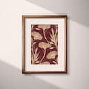 Matted frame view of An art deco textile print, symmetric floral pattern