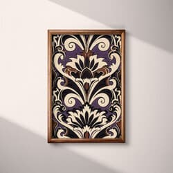 Intricate Pattern Art | Pattern Wall Art | Abstract Print | Black, Beige and Purple Decor | Bauhaus Wall Decor | Office Digital Download | Housewarming Art | Linocut Print