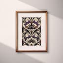 Matted frame view of A bauhaus linocut print, symmetric an intricate pattern