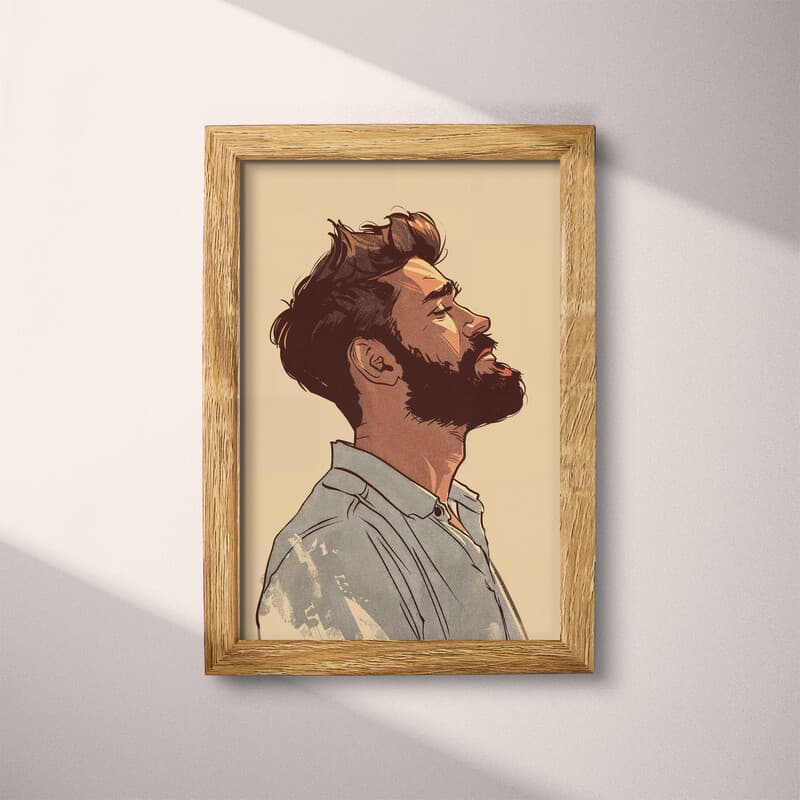 Full frame view of A vintage cartoon drawing, a man with a beard