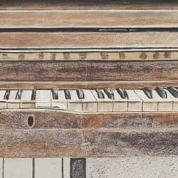 Dog Piano Digital Download | Animal Wall Decor | Beige, Brown, Black and Red Decor | Mid Century Print | Living Room Wall Art | Housewarming Art | Autumn Digital Download | Pastel Pencil Illustration
