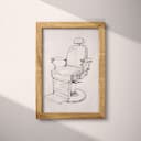 Full frame view of A mid-century graphite sketch, a barber shop chair