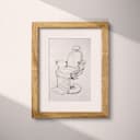 Matted frame view of A mid-century graphite sketch, a barber shop chair