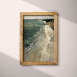 Beach Digital Download | Beach Wall Decor | Coastal Decor | Gray, Green, Beige and Black Print | Impressionist Wall Art | Living Room Art | Housewarming Digital Download | Summer Wall Decor | Oil Painting