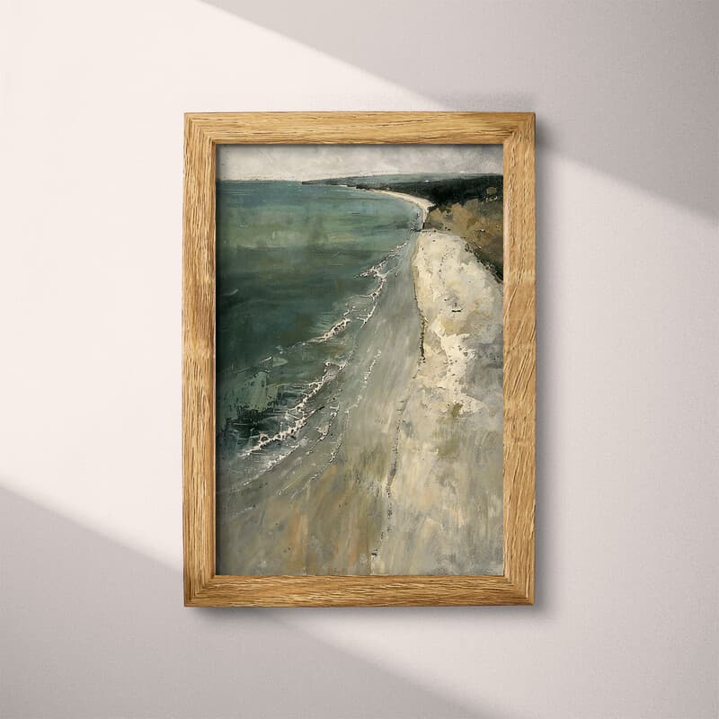 Full frame view of An impressionist oil painting, beach meets the ocean, aerial view