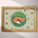 Full frame view of A cute simple illustration with simple shapes, a fox laying in the shape of a circle, overhead view