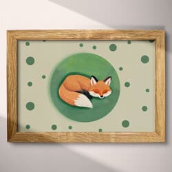 Fox Art | Animal Wall Art | Animals Print | Gray, Green, Orange, Brown and Blue Decor | Cute Simple Wall Decor | Nursery Digital Download | Baby Shower Art | Autumn Wall Art | Simple Illustration