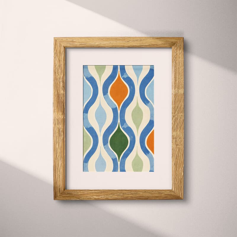 Matted frame view of A retro textile print, simple pattern