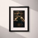 Matted frame view of A vintage oil painting, man at a bar with a glass of whisky, back view