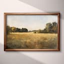 Full frame view of An impressionist oil painting, open field, fruit trees in the distance