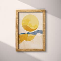 Sunrise Art | Landscape Wall Art | Landscapes Print | Beige, Brown, Blue and Black Decor | Contemporary Wall Decor | Living Room Digital Download | Housewarming Art | Autumn Wall Art | Linocut Print