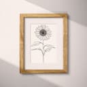 Matted frame view of A minimalist ink sketch, a sunflower