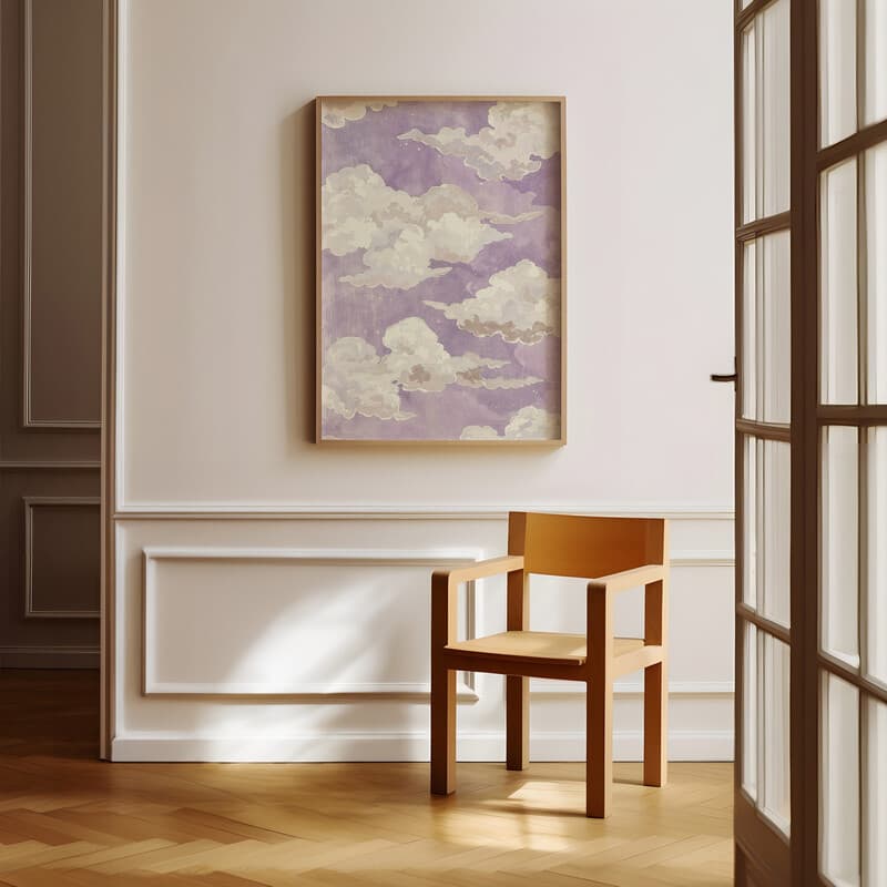 Room view with a full frame of A bohemian textile print, cloud pattern