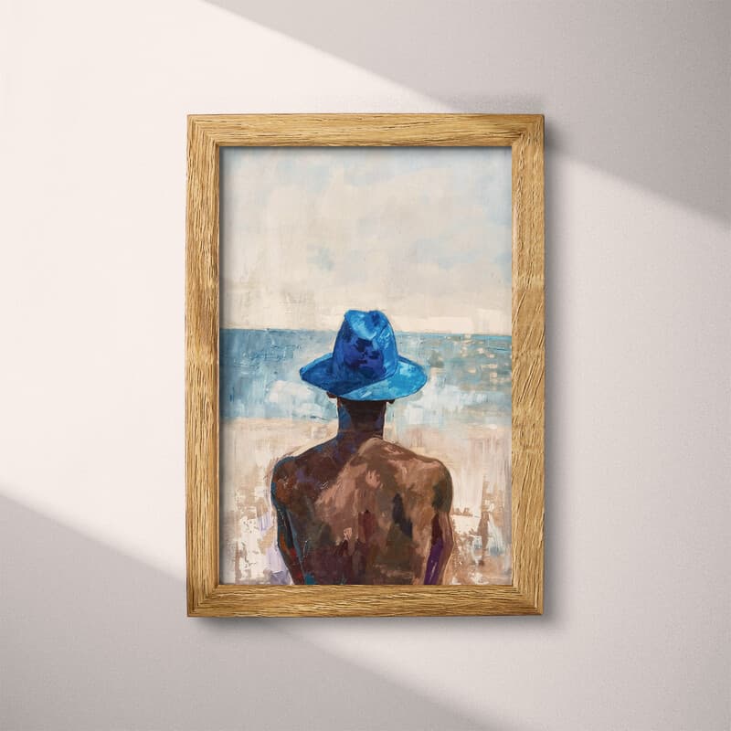 Full frame view of A puerto rican oil painting, a man in a blue hat, distant view