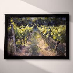 Vineyard Art | Nature Wall Art | Landscapes Print | Black, Gray, Brown, Beige and Yellow Decor | Impressionist Wall Decor | Living Room Digital Download | Housewarming Art | Thanksgiving Wall Art | Autumn Print | Oil Painting