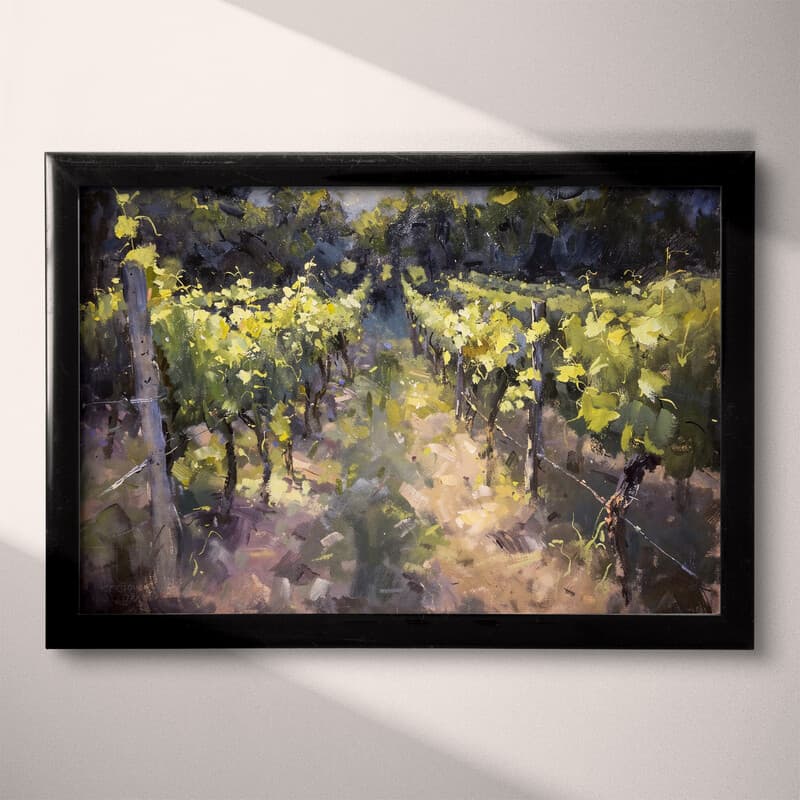 Full frame view of An impressionist oil painting, a vineyard