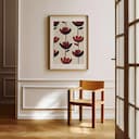 Room view with a matted frame of A bauhaus textile print, a simple pattern