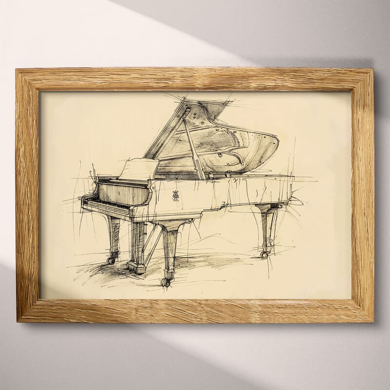 Full frame view of A vintage graphite sketch, a piano