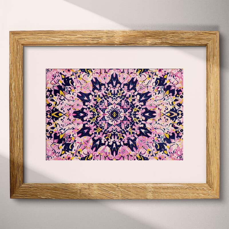 Matted frame view of A wabi sabi tapestry print, an intricate pattern