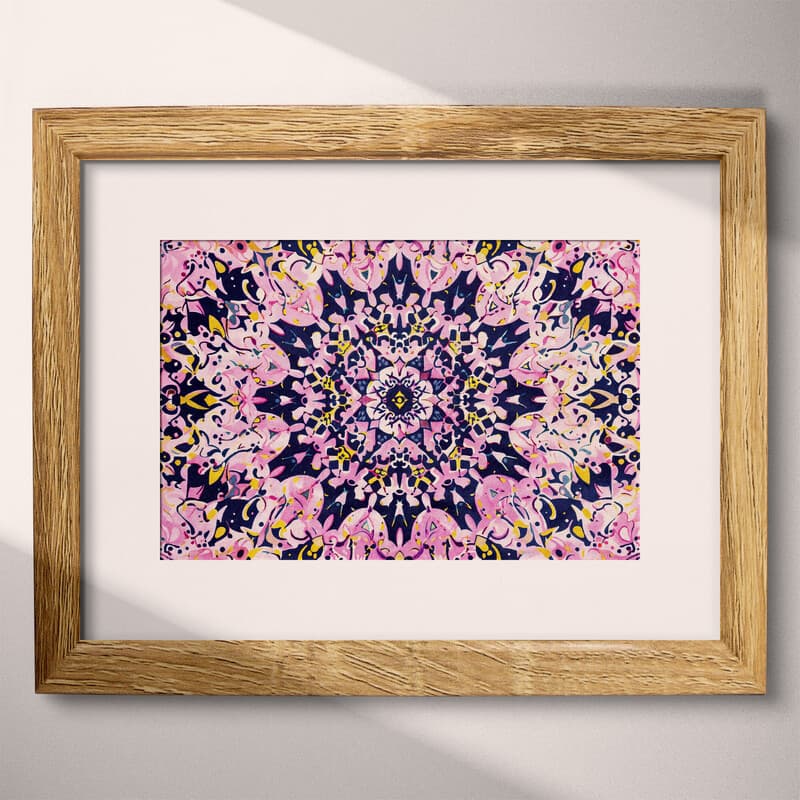 Matted frame view of A wabi sabi tapestry print, an intricate pattern